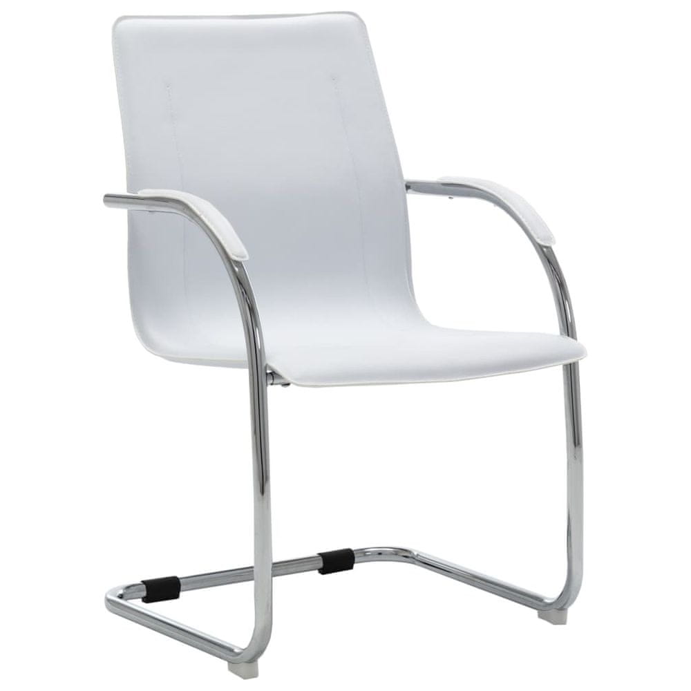 Vidaxl Kancelárska stolička, perová kostra, biela, umelá koža